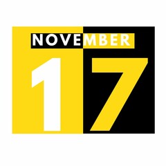 Fototapeta premium November 17 . Modern daily calendar icon .date ,day, month .calendar for the month of November