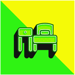 Obraz premium Bed Green and yellow modern 3d vector icon logo