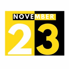 November 23 . Modern daily calendar icon .date ,day, month .calendar for the month of November