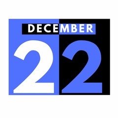December 22 . Modern daily calendar icon .date ,day, month .calendar for the month of December
