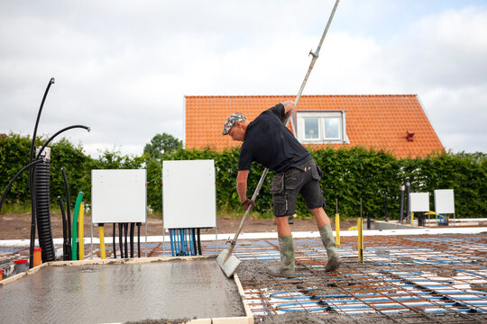 Worker preparing foundations