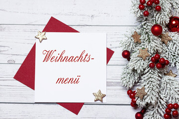 Menü Weihnachten Gedeckter Tisch	