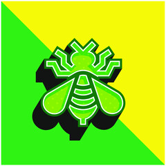 Bee Green and yellow modern 3d vector icon logo