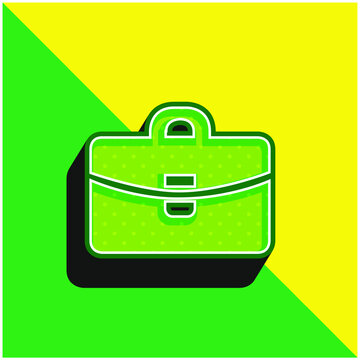 Briefcase Green And Yellow Modern 3d Vector Icon Logo