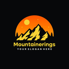 Camping at Sunset Logo Illustration