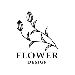 Obraz premium flower line art logo vector template.