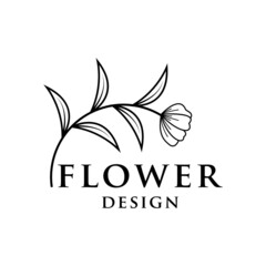 Fototapeta premium flower line art logo vector template.