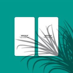 Blank white paper cards mockup with shadow overlay effect