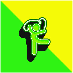 Artistic Gymnast Posture With Ribbon Green and yellow modern 3d vector icon logo