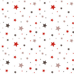 Christmas minimalistic seamless pattern, stars red, gray and blue, Christmas design and print for wrapping gifts and clothes