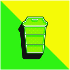 Black Beverage Glass Striped Tool Side View Green and yellow modern 3d vector icon logo