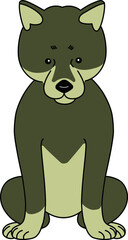 座っている黒い柴犬