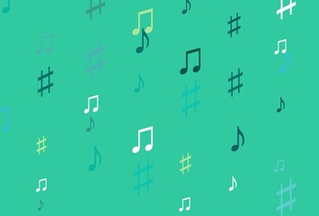 Light Green, Yellow vector pattern with music elements.