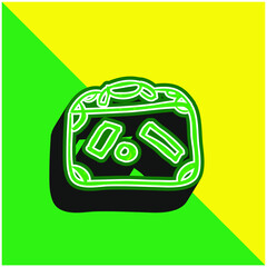 Baggage With Labels Hand Drawn Outline Green and yellow modern 3d vector icon logo