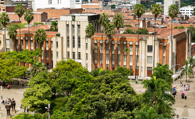 Medellin, Antioquia. Colombia - October 06, 2021. Museum of Antioquia located in the center of...