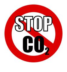 Stop co2, text written on a prohibition sign. It refers to the carbon dioxide emissions.
