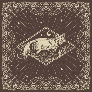 The red fox vintage pattern bandana