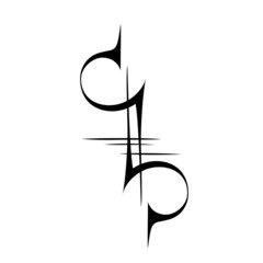 ornament 2002. decorative abstract vertical element in black lines on a white background. logo