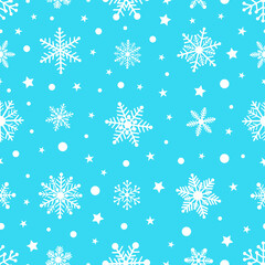 Seamless pattern snowflakes blue vector illustration
