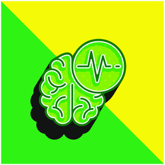 Brain Green and yellow modern 3d vector icon logo