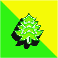 Big Pine Tree Shape Green and yellow modern 3d vector icon logo