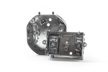 a variety of steel electrical outlet boxes, octagon and shallow single gang