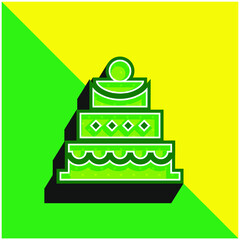 Birthday Cake Green and yellow modern 3d vector icon logo