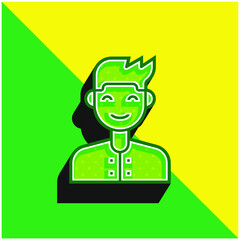 Boy Green and yellow modern 3d vector icon logo