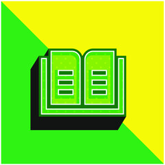 Book Green and yellow modern 3d vector icon logo