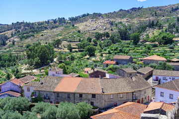 View over Castelo Novo, Historic village around the Serra da Estrela, Castelo Branco district,...