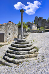 Pelourinho and castle ruins, Marialva, Historic village around the Serra da Estrela, Castelo Branco...