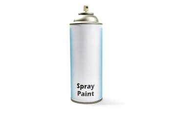 an aerosol spray can of paint with a blank, generic, fake label isolated on white