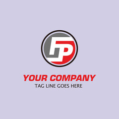 modern circle initial letter FP logo vector design