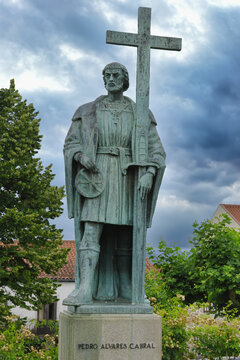 Statue of Pedro Alvares Cabral, the discoverer of Brazil, Belmonte, Historic village around the Serra da Estrela, Castelo Branco district, Beira, Portugal