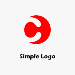 icon letter c in red dot. Abstract business logo icon design template