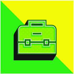 Briefcase Green and yellow modern 3d vector icon logo