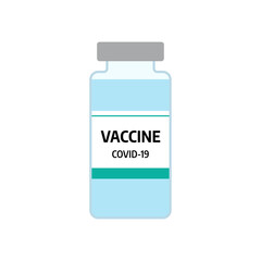 Covid-19 coronavirus vaccine vial. Isolated on white background. Vector illustration.