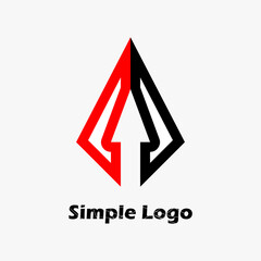 red black icon and arrow in kite, letter a. Abstract business logo icon design template