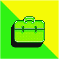 Briefcase Green and yellow modern 3d vector icon logo