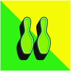 Bowling Bowls Silhouette Green and yellow modern 3d vector icon logo