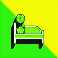 Bedroom Green and yellow modern 3d vector icon logo
