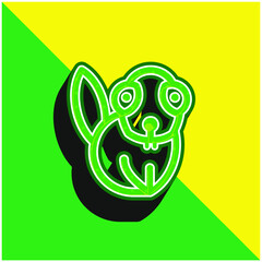 Beaver Green and yellow modern 3d vector icon logo