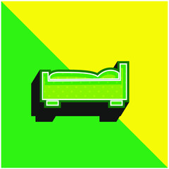 Bedroom Furniture Green and yellow modern 3d vector icon logo