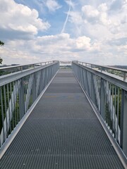 The "Skywalk" on the Liethsteilhang in the Moehne valley with a view of Allagen, North Rhine-Westphalia, Germany
