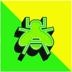 Bee Green and yellow modern 3d vector icon logo