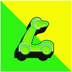 Baby Scooter Silhouette Green and yellow modern 3d vector icon logo