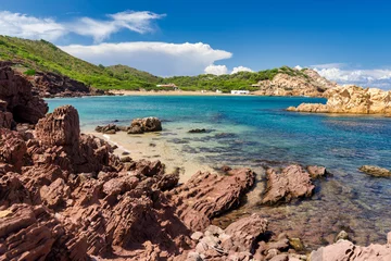 Crédence en verre imprimé Cala Pregonda, île de Minorque, Espagne cala son mercaduret, minorque, îles baléares, espagne