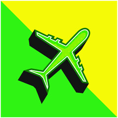 Airplane Green and yellow modern 3d vector icon logo