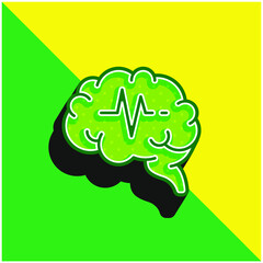 Brain Green and yellow modern 3d vector icon logo