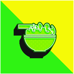 Bowl With Chinese Food Green and yellow modern 3d vector icon logo